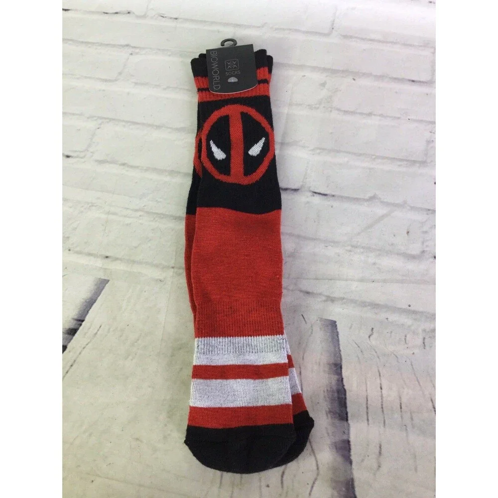 Marvel Deadpool Logo Character Men's Crew Novelty Socks 1 Pair Sock Size 10-13